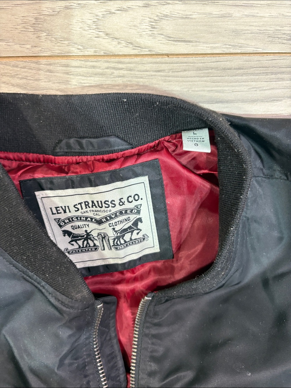 Signature by Levi Strauss Black Bomber Jacket with Red Trim - Picture 8 of 8